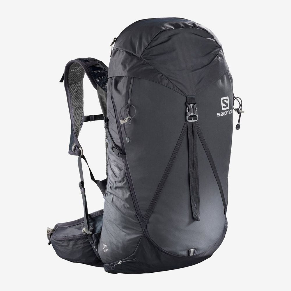 Salomon Singapore Mens Backpacks - OUT WEEK 38+6 Black | 59320-ZVMR